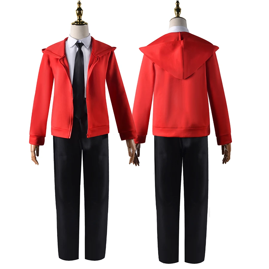 Disfraz de motosierra de Anime para hombre y mujer, traje de Cosplay de poder, chaqueta roja y azul, abrigo, sangre, diablo, poder, uniforme, peluca, ropa de Halloween