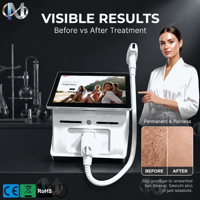 Portable Alma Soprano Titanium 808 Diode Laser Hair Removal Device Four Wave Ice Cooling Permanent Skin Whitening Salon Machine
