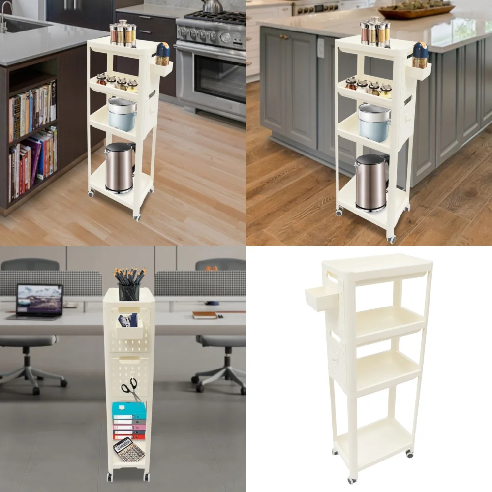 

3 Tier Rolling Cart with Wheels Mobile Kitchen Storage Organizer Utility Cart for Home Bathroom Office Space Saving Storage
