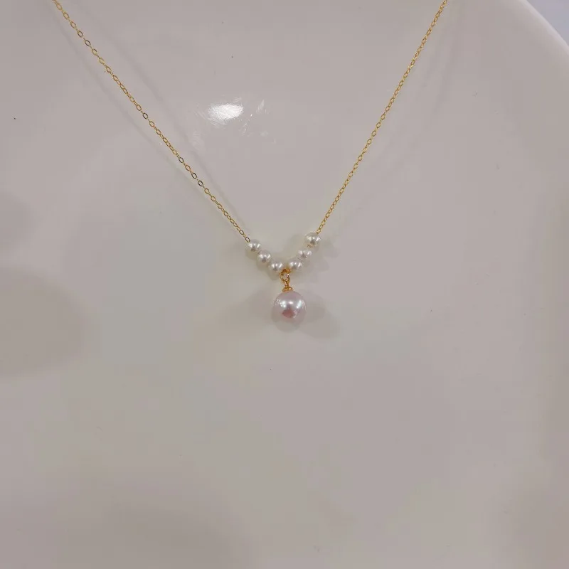 

Freshwater pearl pendant single large 8-8.5 mm/small pearl 4-4.5 mm simple S925 silver