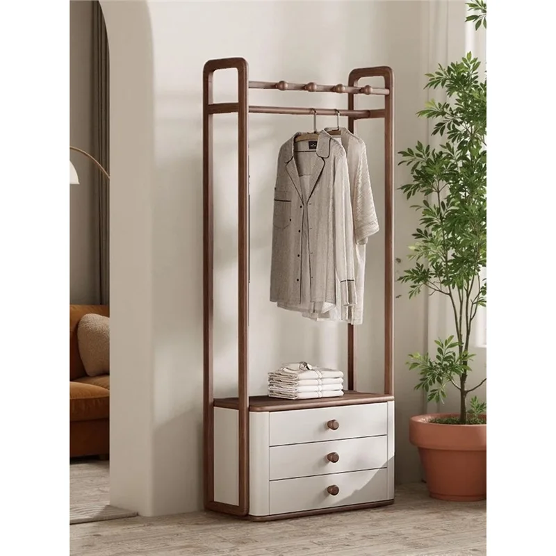 

All solid wood coat rack, multi-functional hanger, bedside table integrated against the wall, simple bedroom, simple vertical li