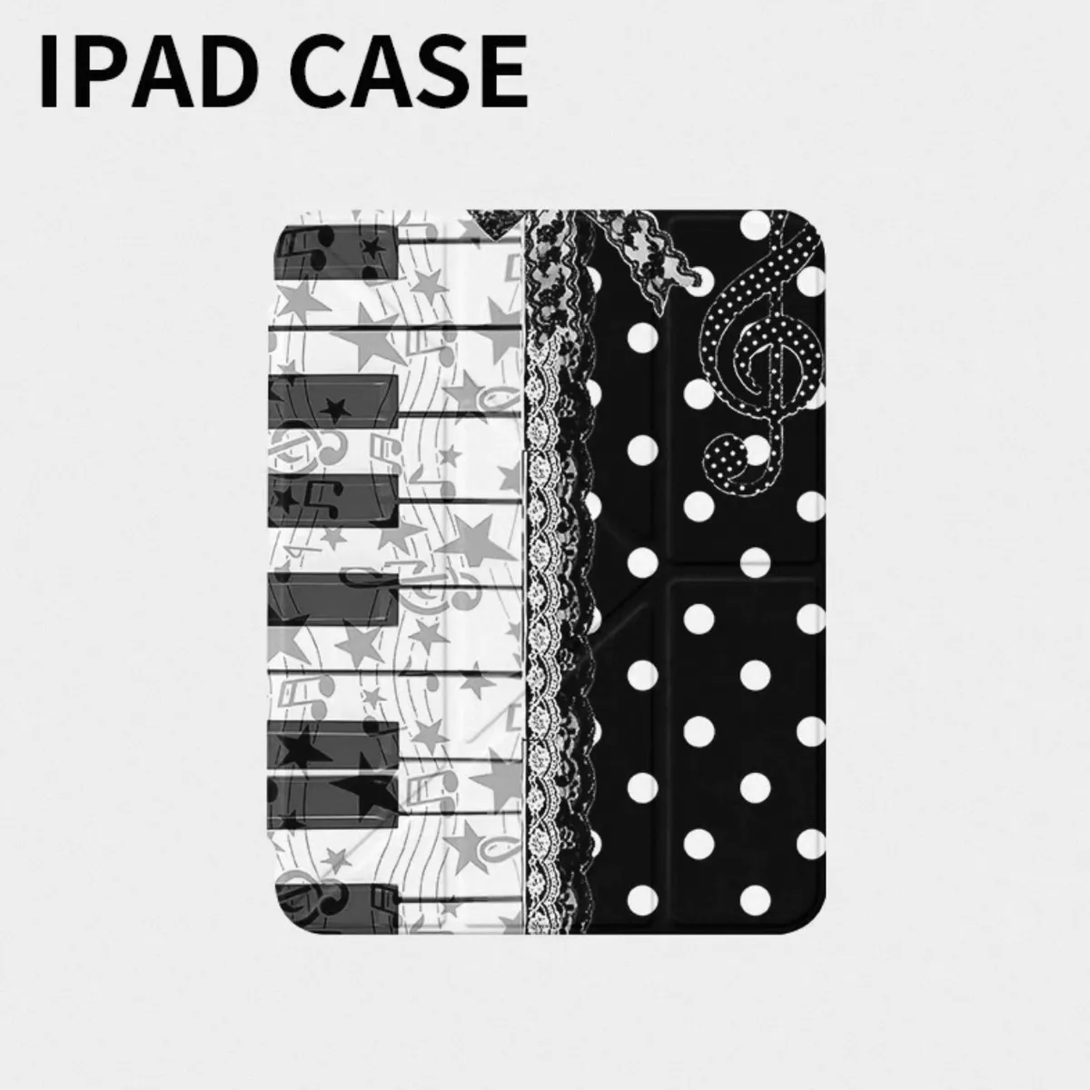 Trendy Piano Notes Polka Dots Personalized Creative For iPad Case iPad 10 9 8 7 Air 6 5 4 3 2 Pro 11 Mini Y-Fold Tri Fold Cover