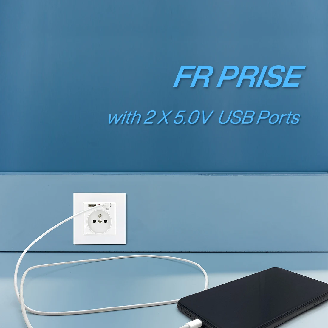 BSEED Double USB Wall Sockets Dual Power Charge Outlets Black Golden White Panel 86mm 5V 1.1A with Led Light