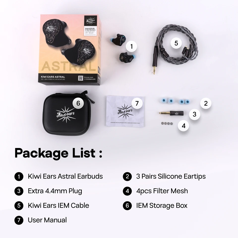 Kiwi Ears Astral 1DD + 6BA ハイエンドイヤホン Amazon.com: Linsoul Kiwi Ears Astral 1DD+6BA Hybrid in Ear Monitor