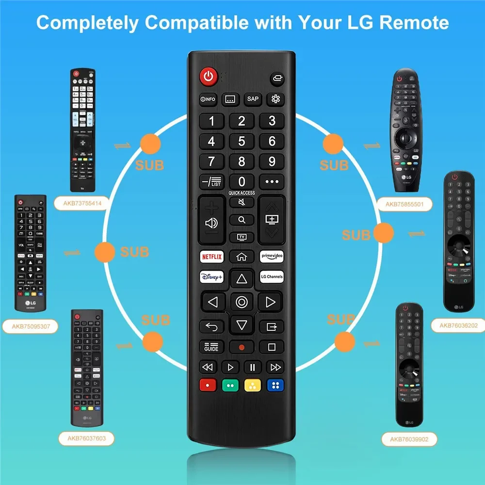 AKB76037601 Universal Remote Control for LG LED OLED LCD Smart TV 4K 8K UHD HDTV webOS NanoCell QNED HDR TVs Infrared Remote