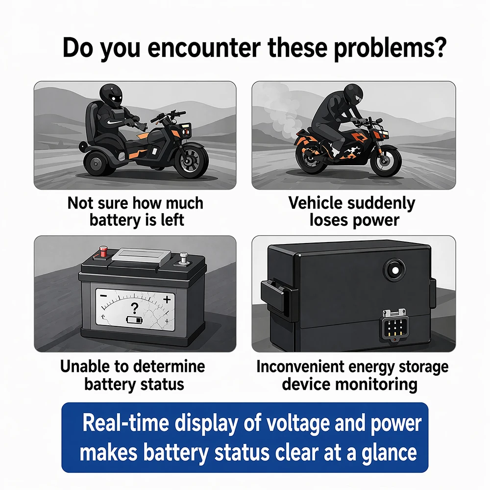 Universeller LCD-Digital-Batteriespannungsanzeiger 9-120V mit Ladezustandsanzeige, Schnappmontage für Lithium- und Blei-Säure-Batterien – Detail 15