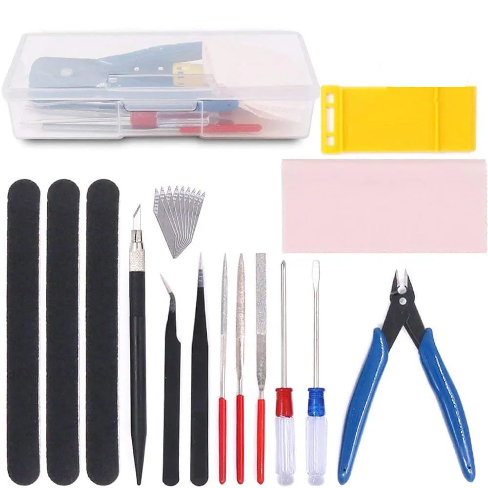 Kit de herramientas de modelo de 15 Uds., Kit de herramientas de construcción de Hobby profesional, herramientas básicas de modelador, juego de manualidades para construcción de modelos DIY