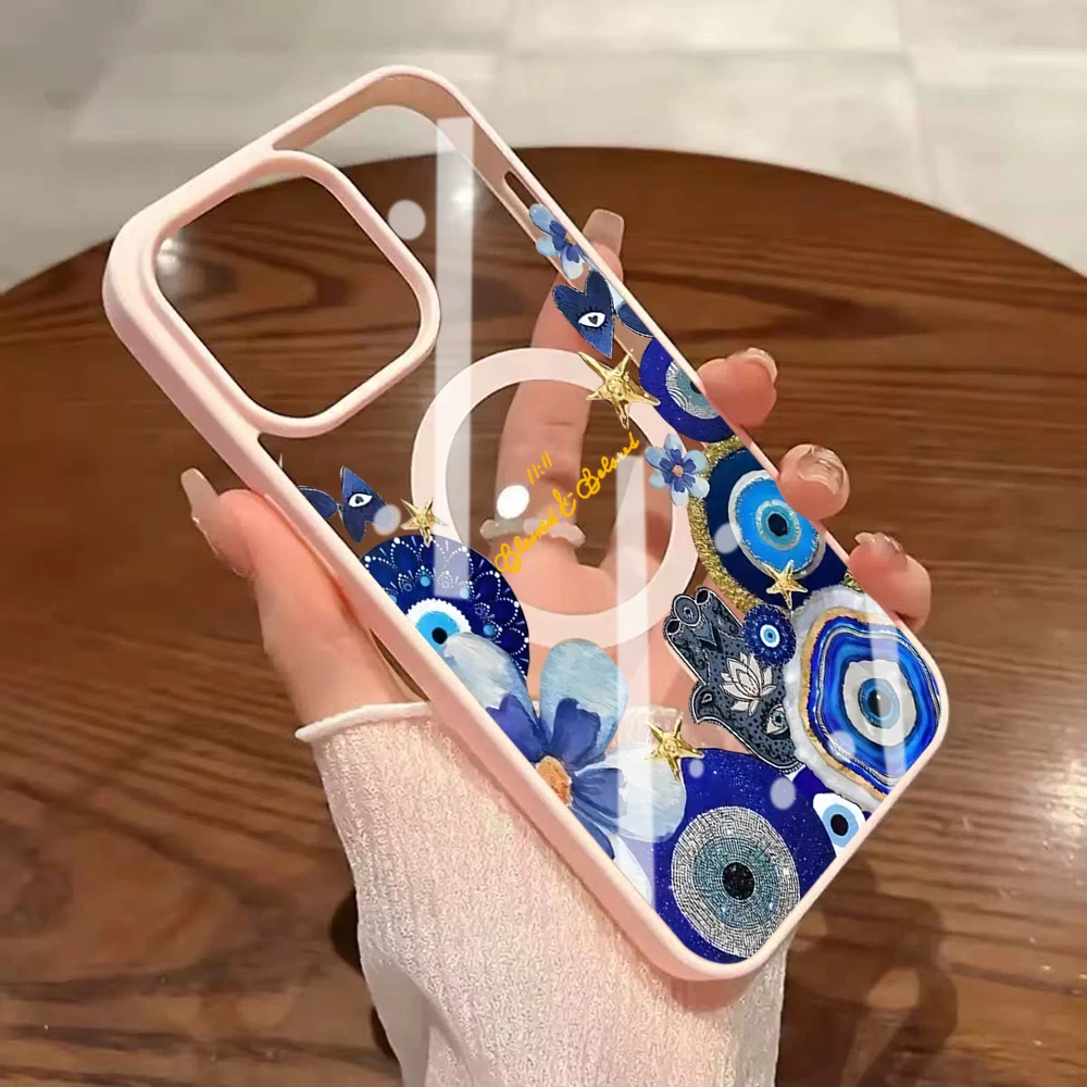 11:11 Evil Eye Ästhetische Klare Hülle für iPhone 17 16 11 12 15 Pro Max 13 14 Plus Hüllen für Magsafe Kabelloses Laden Drop Funda – Detail 7