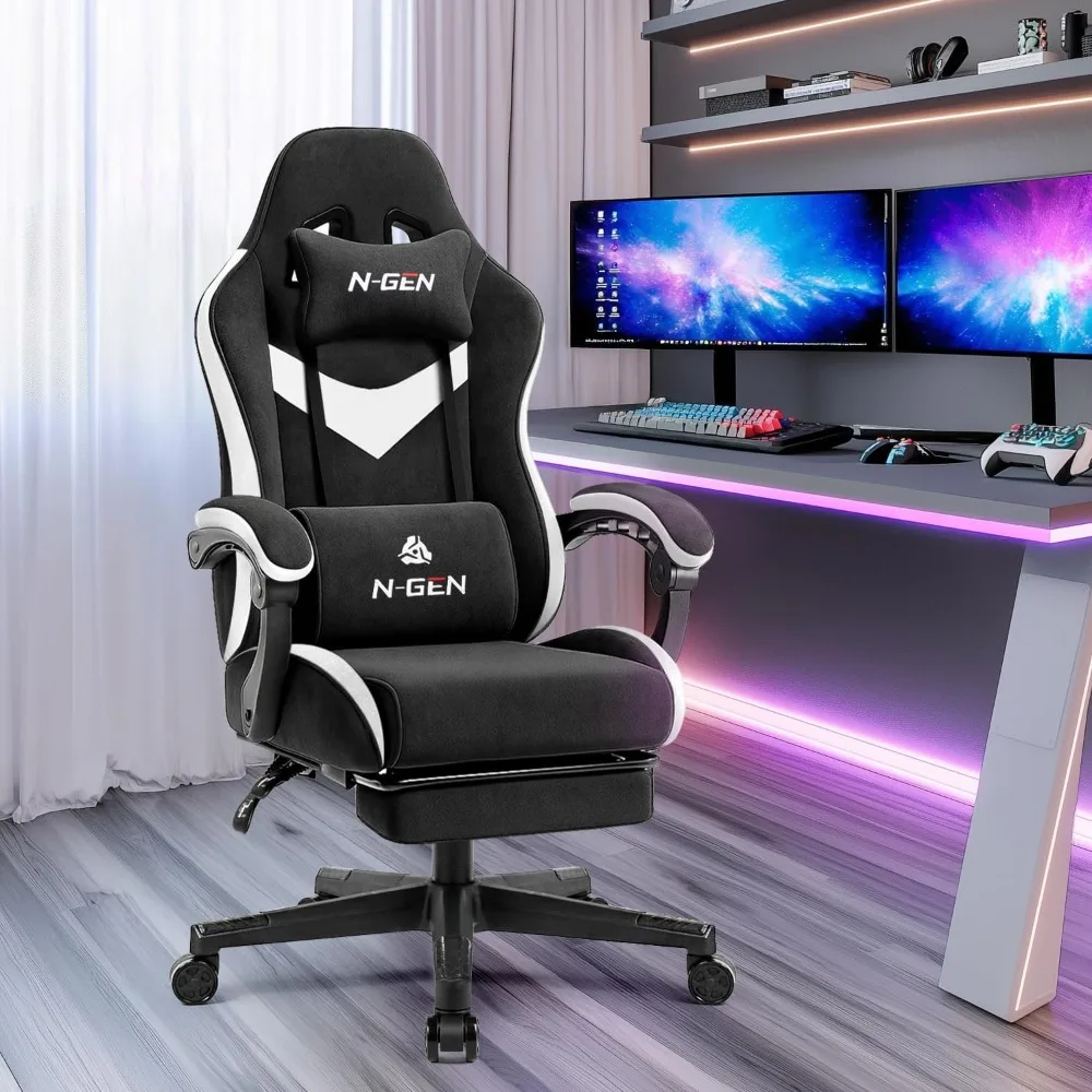 

Video game chair, office computer desk, ergonomic backrest, adjustable armrests, lumbar support, feet