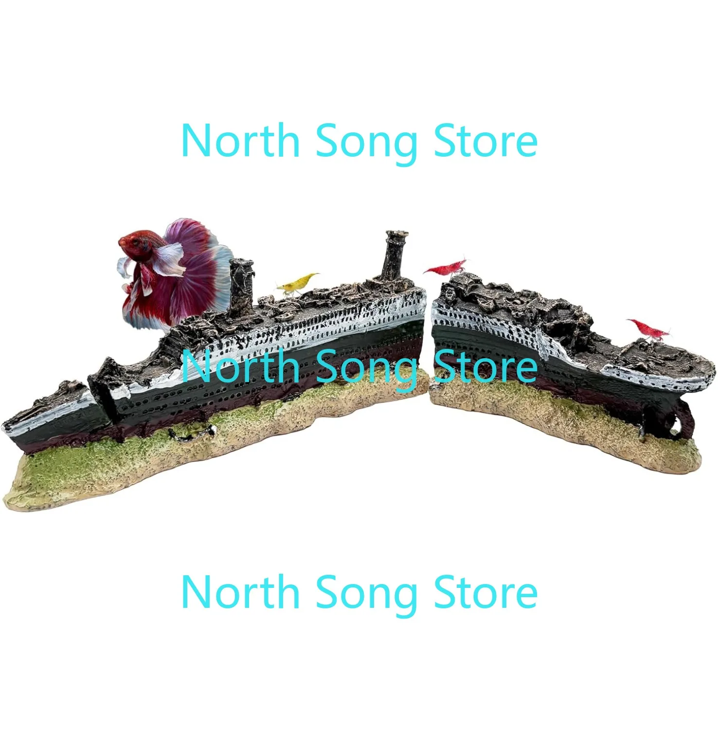 titanic-aquarium-shipwreck-–-13”-sunken-ship-fish-tank-decor-2-piece-broken-titanic-wreckage-ornament-for-betta-fish-plecos