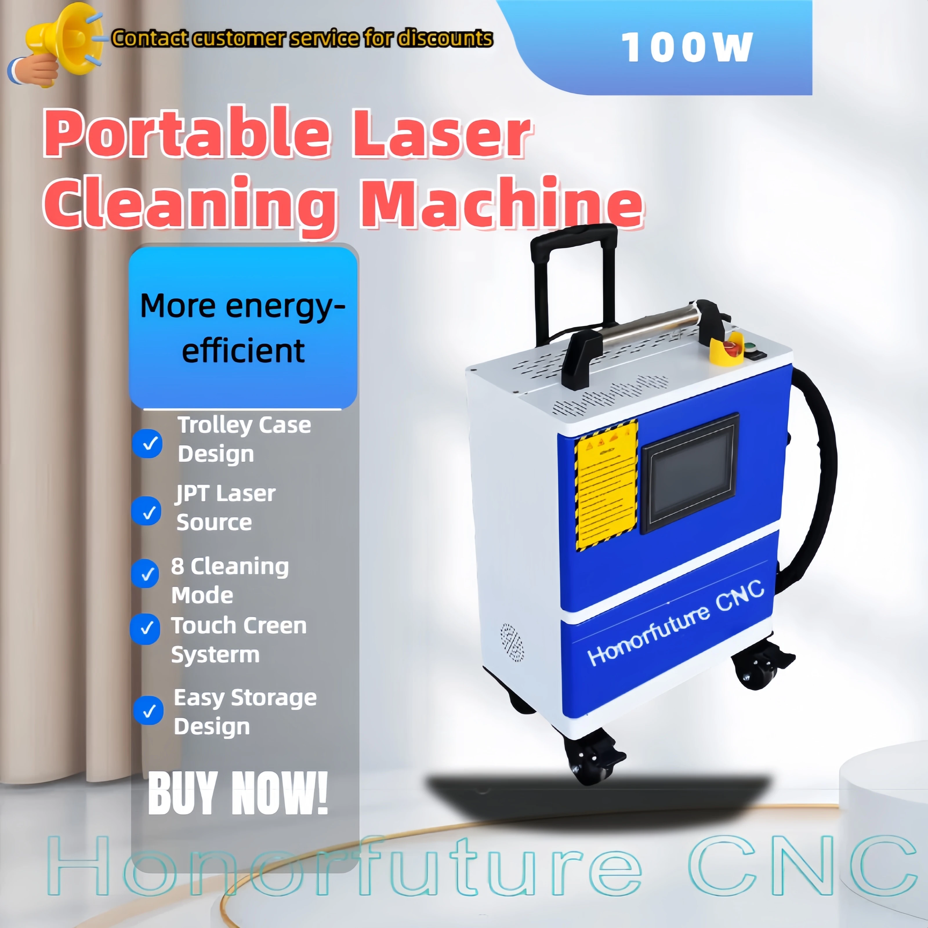 

Portable Pulse Laser Cleaning Machine - Industrial Rust/Coating Remover for Metal, Auto Parts & Mold Cleaning