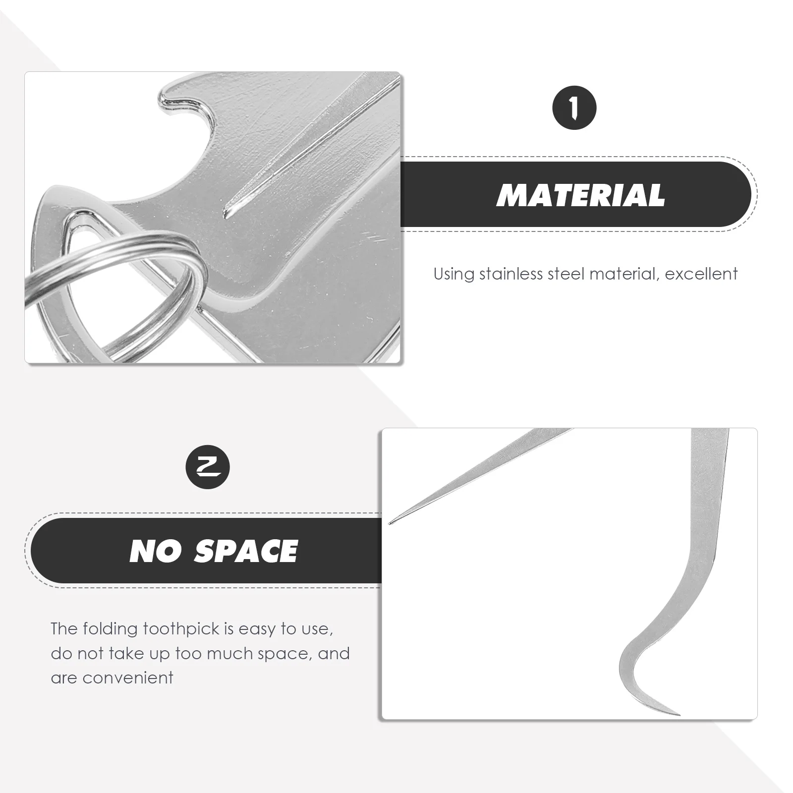 

Складная портативная зубочистка из нержавеющей стали, многоразовый зубной крючок из материала 304, для кемпинга, путешествий, пикника, нержавеющая сталь