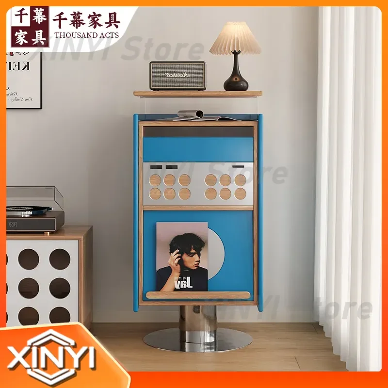 for Qianmu Bauhaus full solid wood bucket cabinet for Memphis record storage small apartment sofa side cabinet bedroom locker