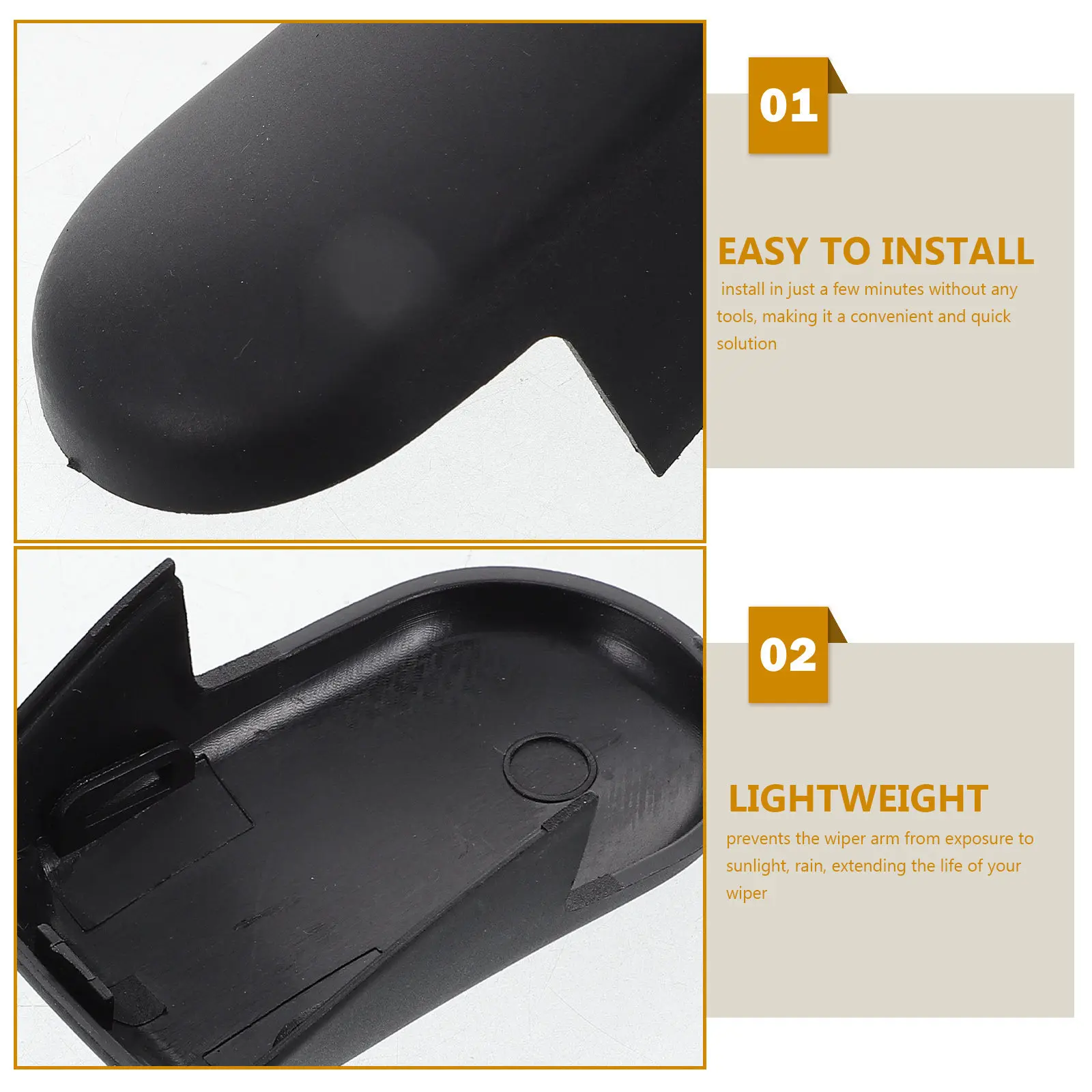 Auto Rear Wiper Arm Cover Multi Functional Sun Rain Dust Protection Cap Quick Tool Free Installation Compatible with Most