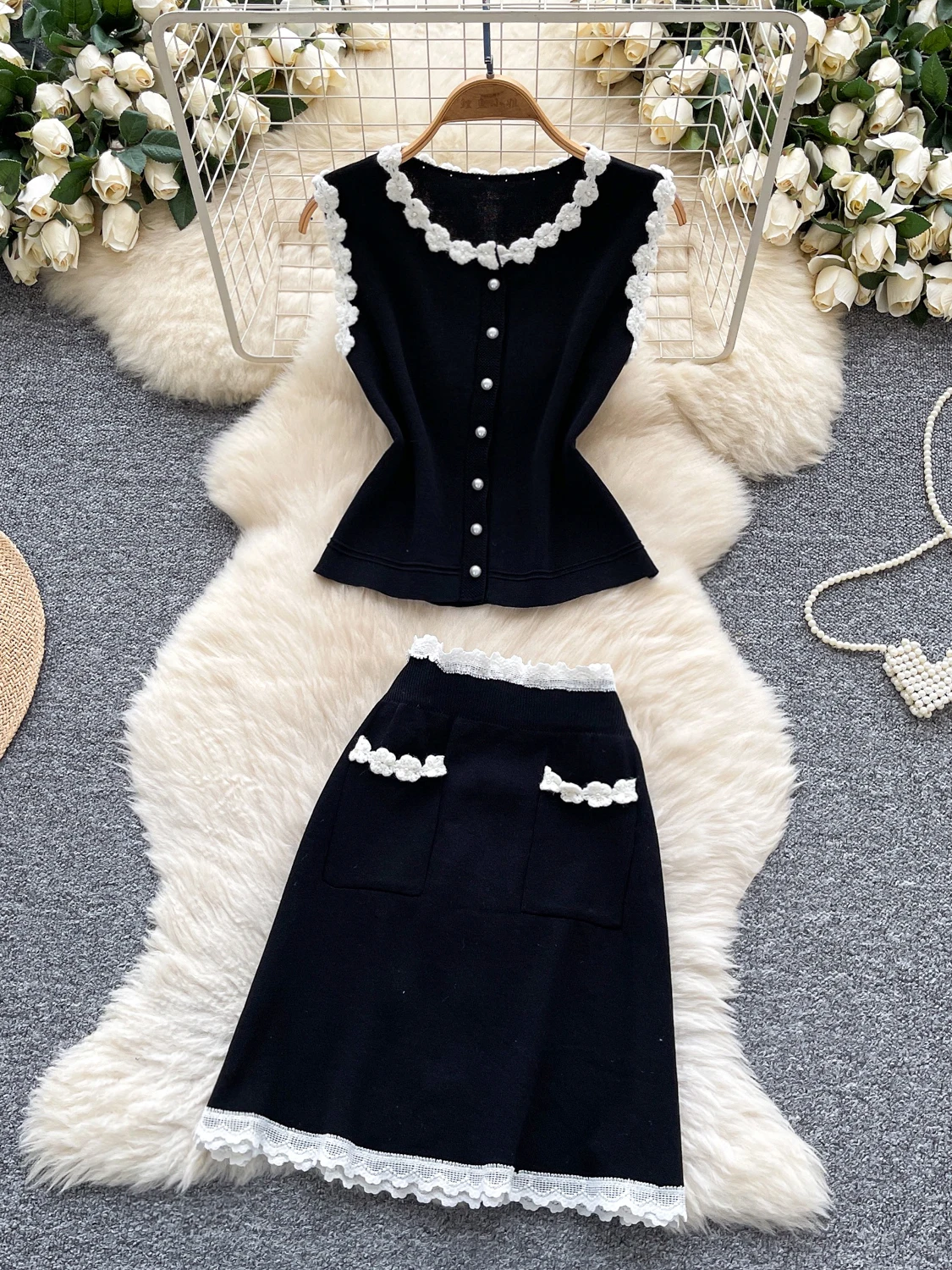 

Женский комплект Faion с кружевом и высокой талией, летний джинсовый топ, юбка, ансамбль для молодых женщин 8-25