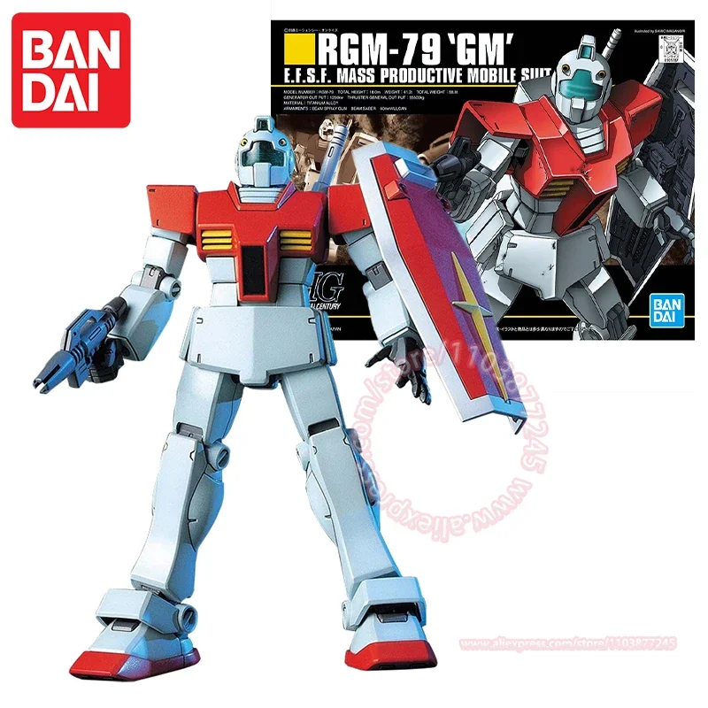 BANDAI HG HGUC 1/144 RGM-79 GM Mass-ผลิตประกอบภาพเคลื่อนไหวอุปกรณ์ต่อพ่วงตัวเลขการกระทําเครื่องประดับตกแต่งปัจจุบัน