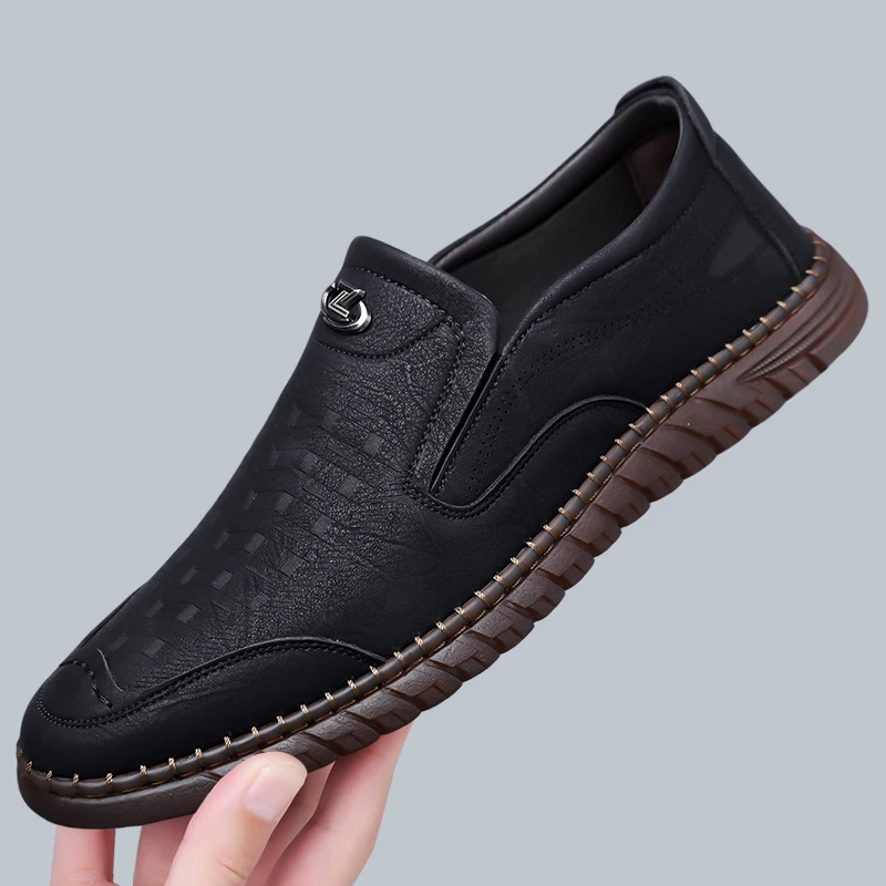 Men's Non-slip Slip-On Loafers, Comfortable Soft Sole Business Casual Shoes, Breathable for Outdoor & Driving-XH502