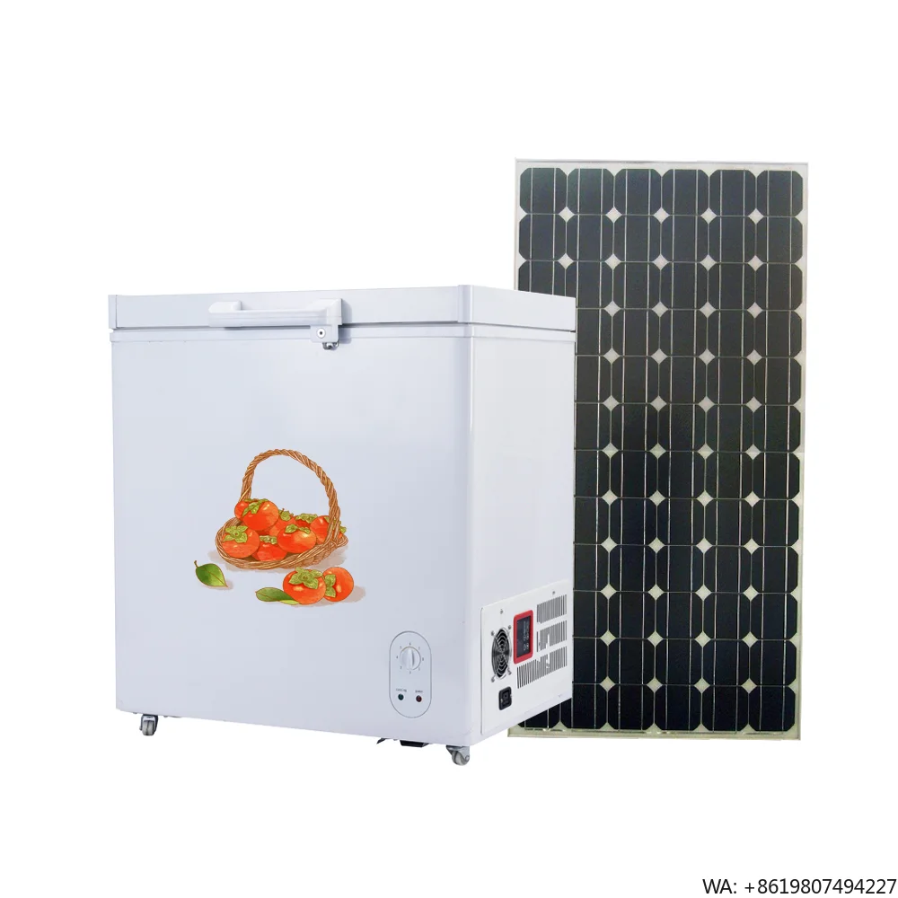 Factory Direct Sale Solar Powered Battery DC Energy Efficient Chest Freezer 150L Single Folding Door Household Car Outdoor Use