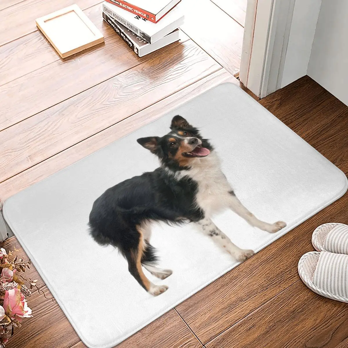 Border Collie Dog Bath Mat Pet Protective Toilet Pad for Shower Home Decor Anti Slip Foot Mat Custom Bathroom Accessories