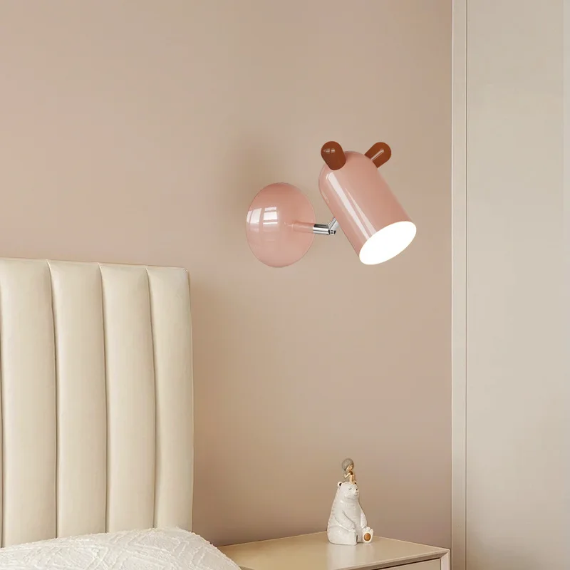 Lámparas de pared para habitación de niños, Color crema, cachorro rosa, lindo, cálido, habitación de bebé, habitación de princesa, dormitorio de niño y niña, luces de pared de cabecera