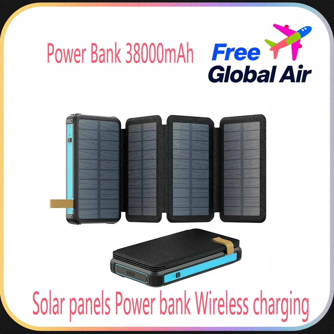 

Power Bank Waterproof Outdoor Camping Portable Folding Solar Panels 5V 2A USB Output Sun Power For Phone Real capacity