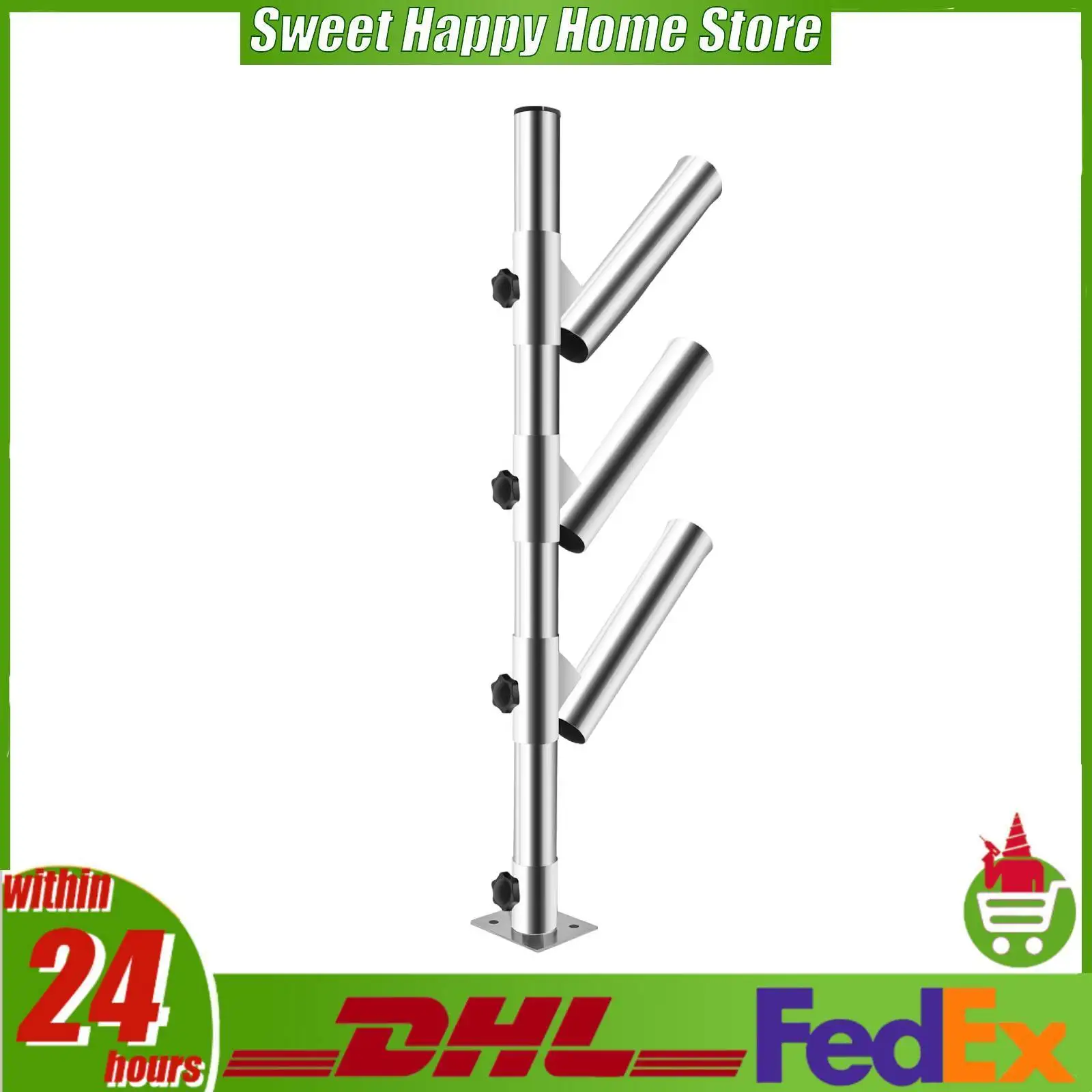 

Boat Rod Holder with 360° Rotation 316 Stainless Steel Triple Fishing Rod Holder Adjustable Rail Mount for Boat Yacht