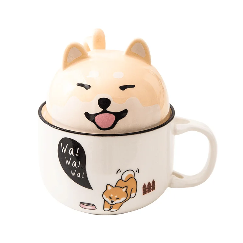 Shiba Inu Cat Coffee Cup Home Cartoon Animal Decoration Cup Creative Couple Ceramic Cup Afternoon Tea Breakfast Milk Tableware