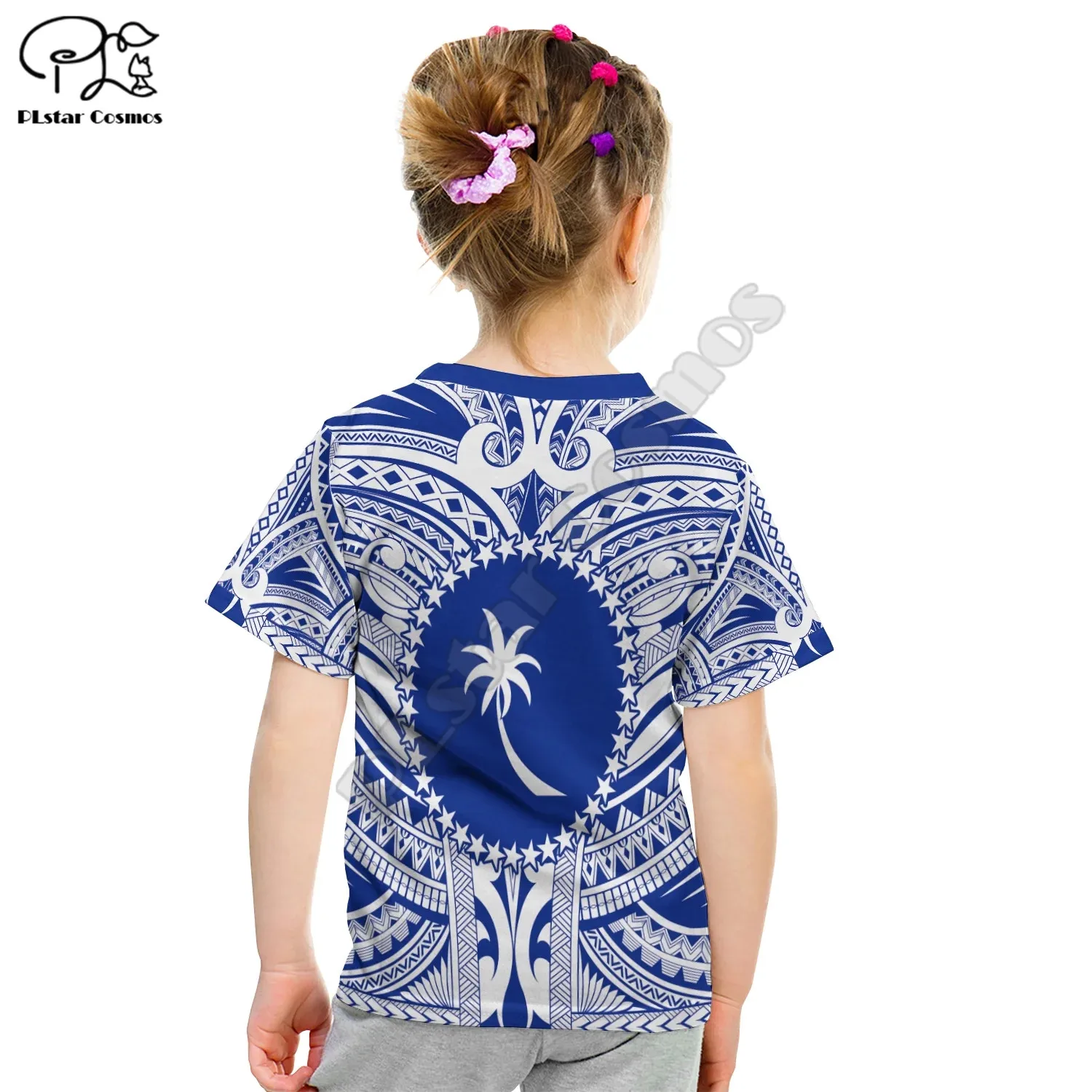 Chuuk Flag T Shirt Kid Micronesia Style Blu 3D Stampa T-shirt Estate Bambini T-shirt Ragazzo Ragazza Tshirt oversize Top