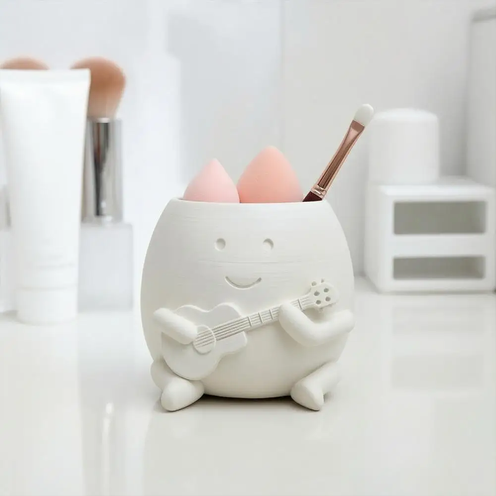 Cute Guitar Planter Guitarist Big Head Planter Flower Pot Cute Smiling Face Holder Fun Guitar Player Desk Shelf for Cacti for S
