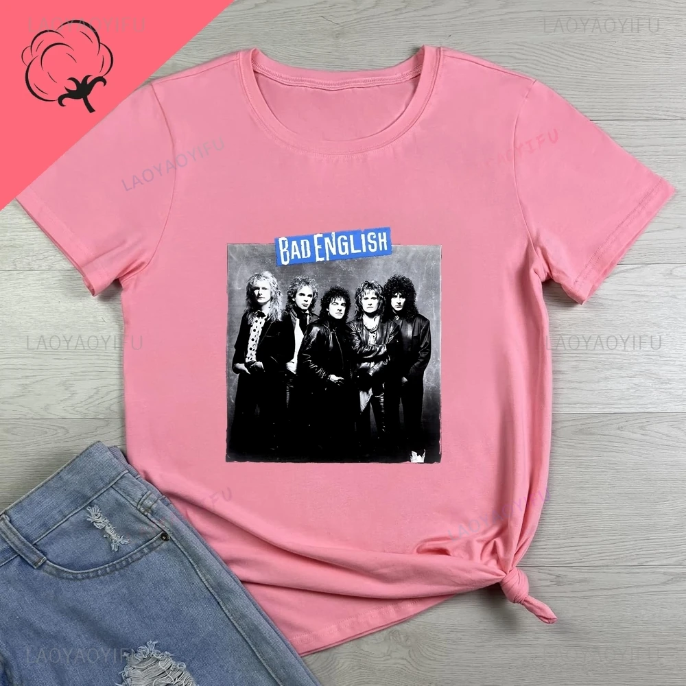 Retro New Style Bad English Rock Band Men's and Women's Universal Shirt with Pattern, Pure Cotton T-shirt #3