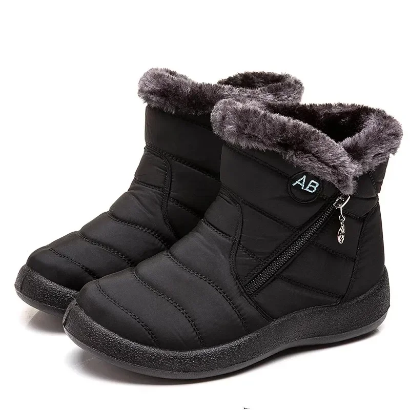 Botas femininas quentes botas de inverno tornozelo pele bota feminina sapatos de inverno para mulheres botas de neve à prova dwaterproof água feminino curto botines