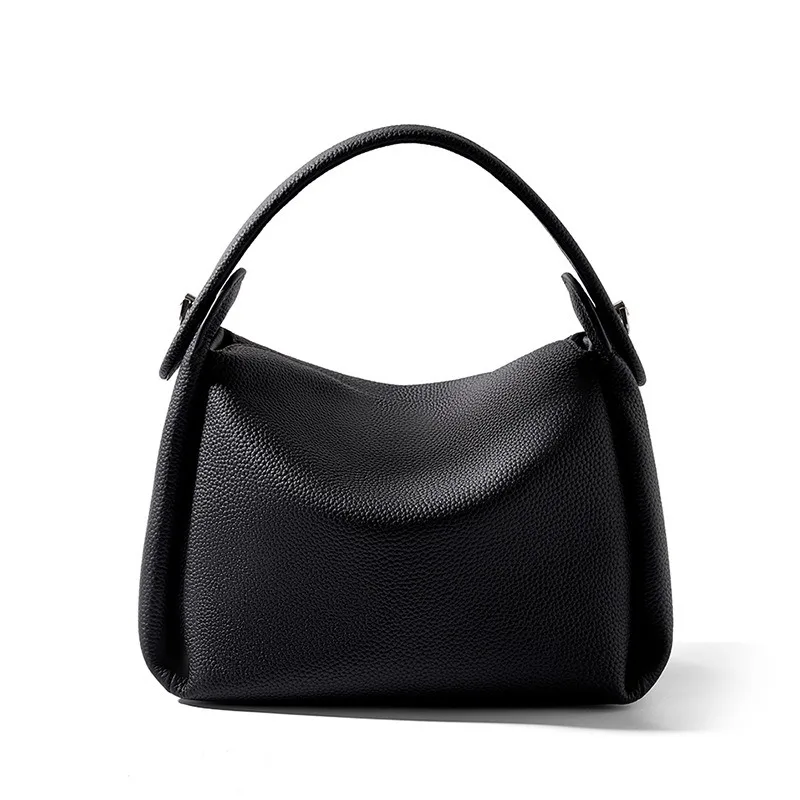 Soft Minimalist Handbag for Women Genuine Leather Top Grain Leather Top Handle Luxury Designer Purse Portable Fashion Trend