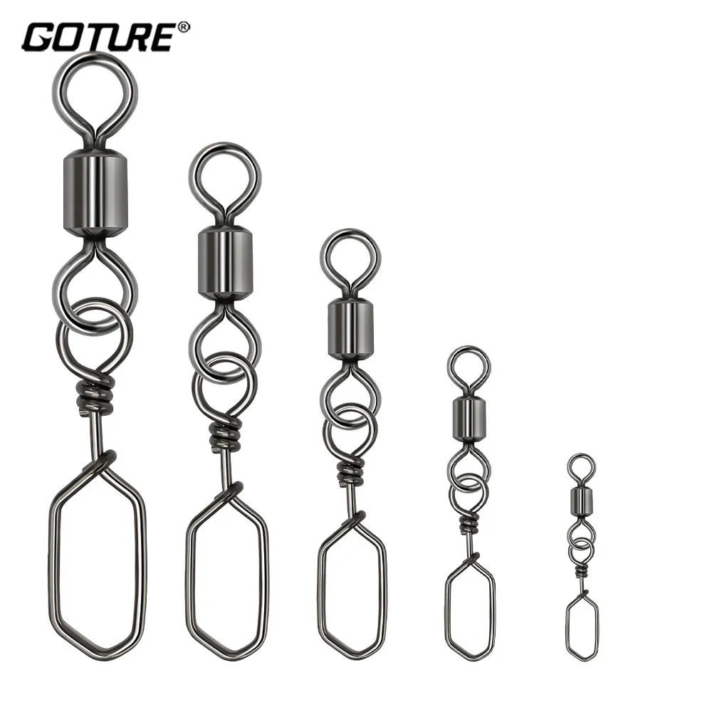 

Goture 50pcs/lot Fishing Swivels High Speed Double Rolling Swivels Flexible Rotation Stainless Steel Swivel Fishing accessories