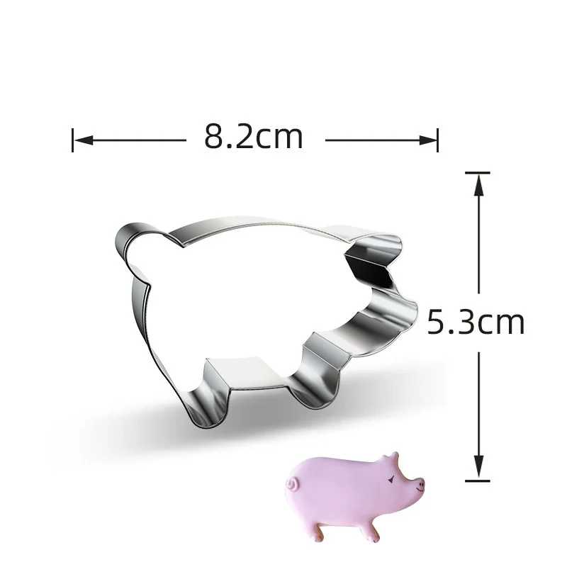 1pc Stainless Steel Farm Animal Cookies Cutter Molds Pig Dog Cow Biscuit Molds for Kids Farm Animal Party DIY Baking Supplies