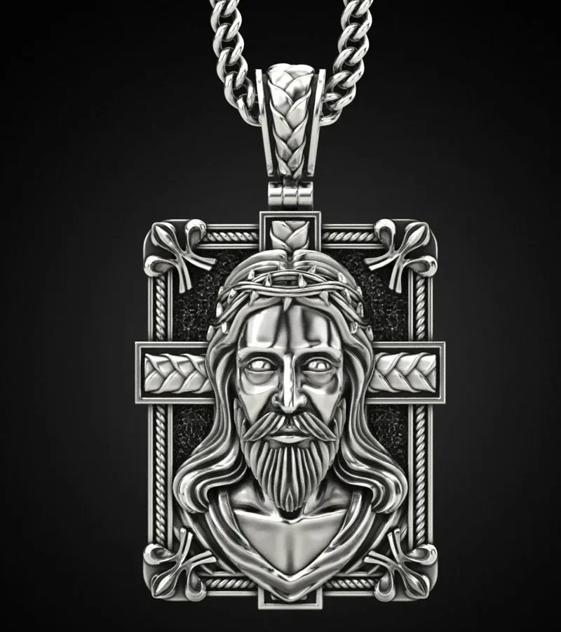 

20g Mens Pendant Jesus Religious Art Relief Customized 925 Solid Sterling Silver Pendant