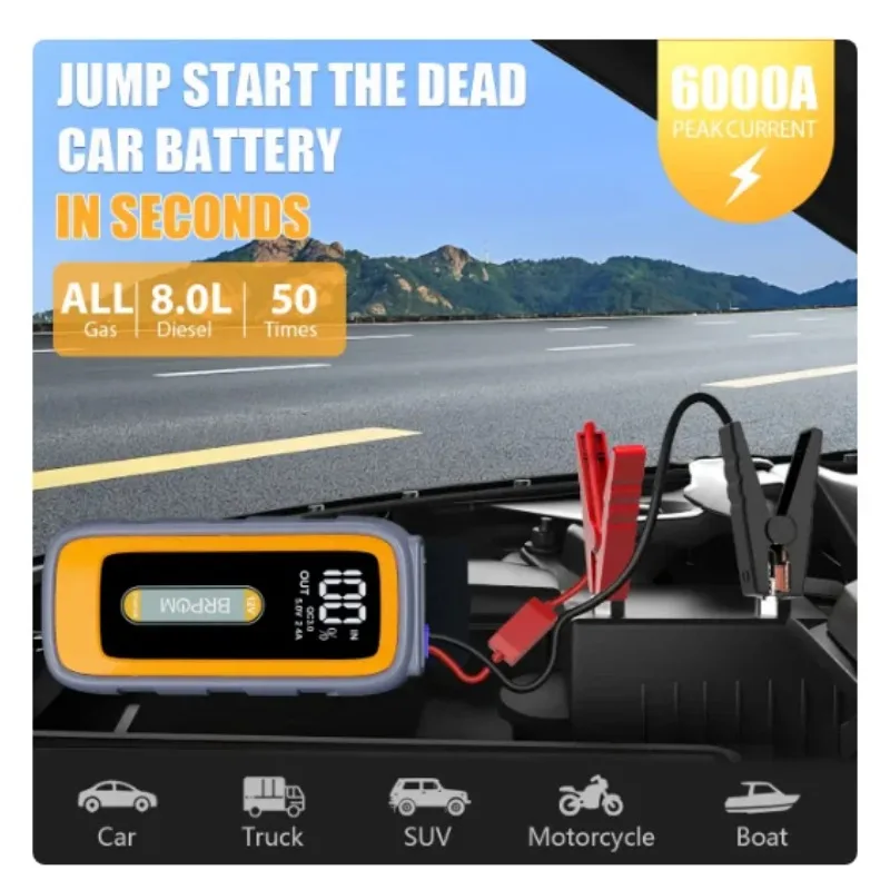 Large Capacity Portable Jump Box with USB Quick Charge Emergency Start Device 12v Car Battery Jump Starter