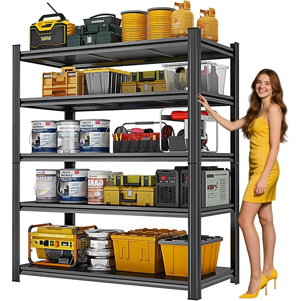 

Металлические гаражные стеллажи высотой 72 дюйма, 3500 фунтов, металлические полки для хранения, 5-уровневые регулируемые стеллажи, гаражные полки для кухонной стойки