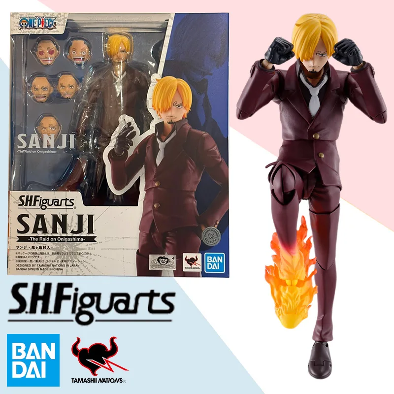 

Original Bandai Anime Action Figure One Piece SHFiguarts Sanji Luffy Zoro Finished Model Kit Collection Toy Gift for Children