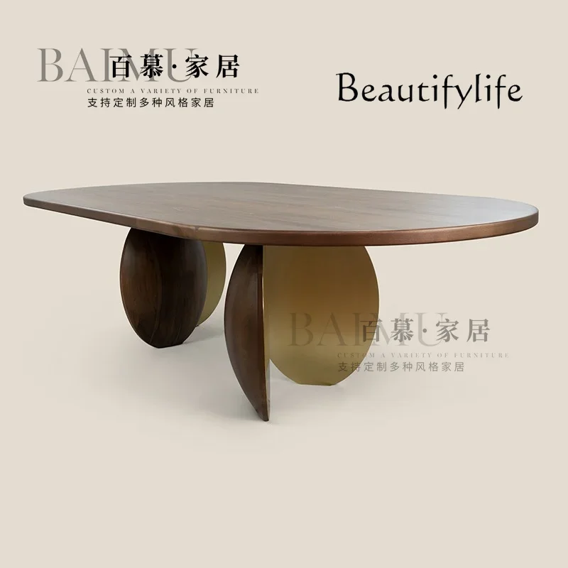 BJ الإيطالية الحد الأدنى طاولة القهوة الخشبية الصلبة الشمال ضوء الفاخرة الفولاذ المقاوم للصدأ طاولة شاي الحديثة الحد الأدنى الإبداعية القهوة Ta #4