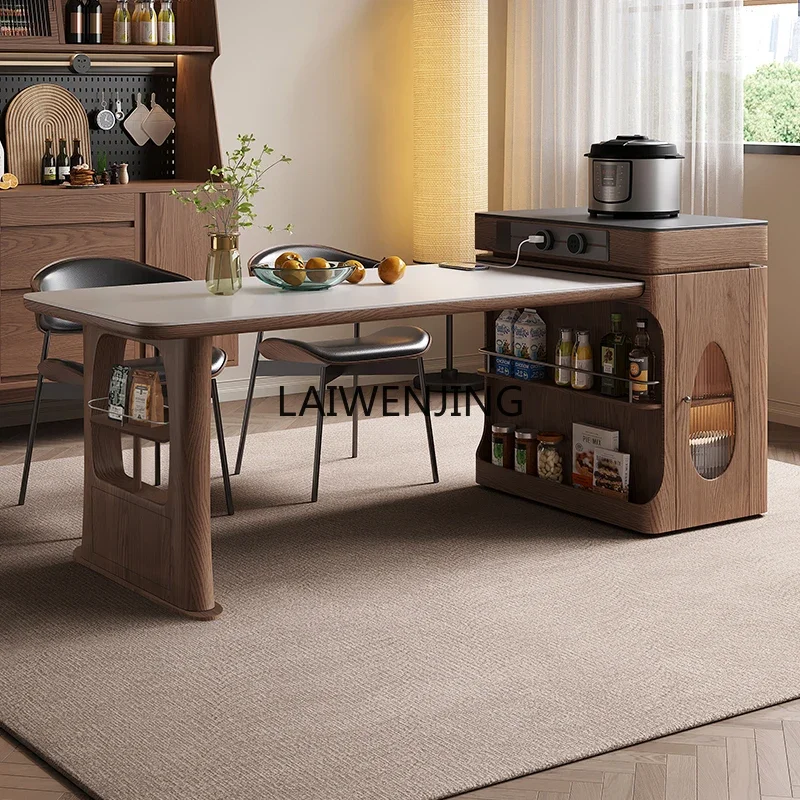 LYN island table integrated retractable guide table solid wood rock slab dining table and chair combination