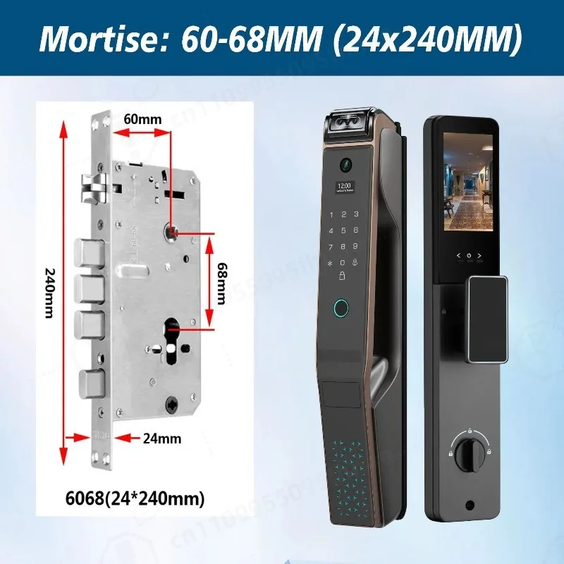 5000mAh Large Capacity Lithium Battery Smart Lock AI Rotatable Camera Face Recognition Fingerprint Door Lock for Home Security