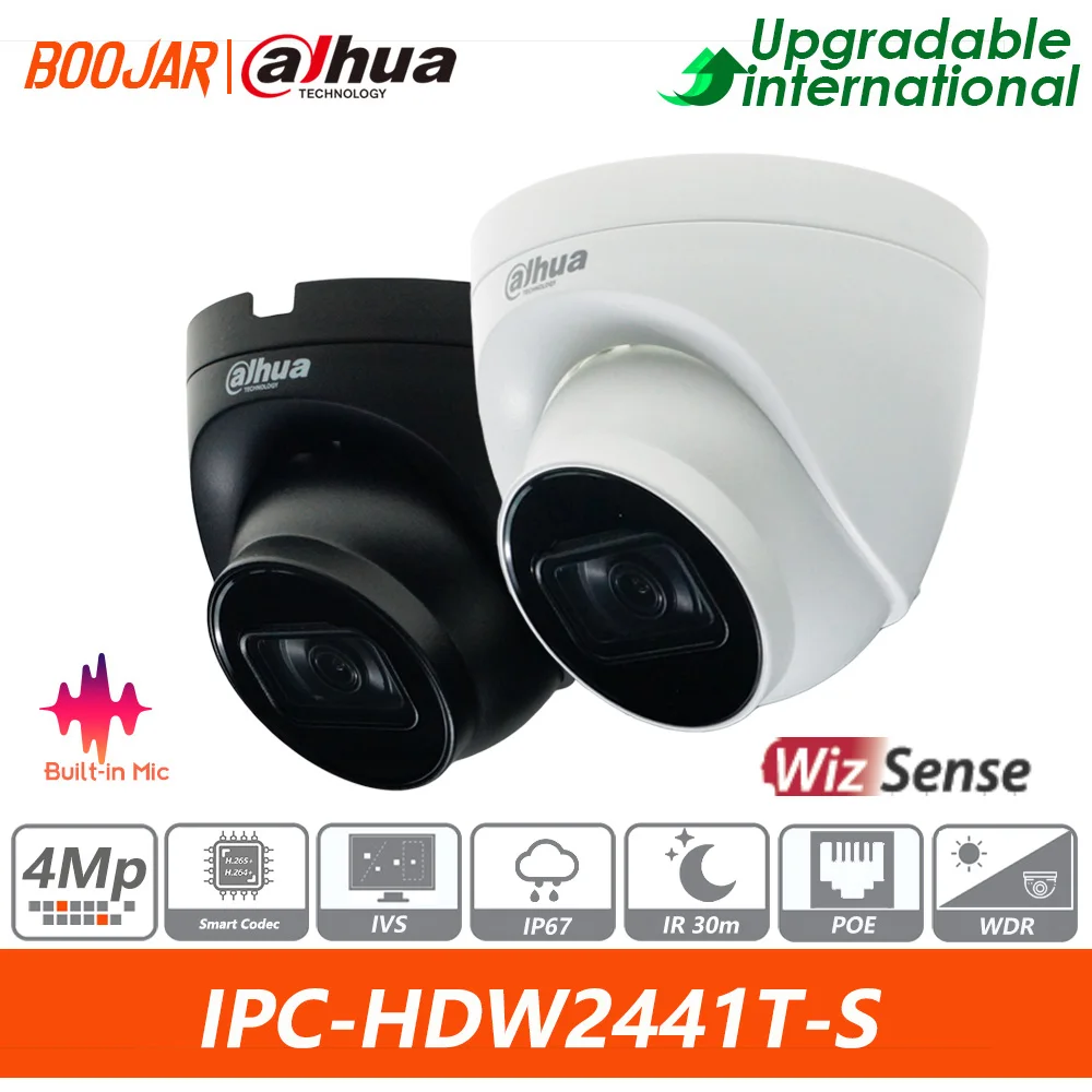 Dahua Original IPC-HDW2441T-S 4MP IR Fixed-focal Eyeball WizSense Network Camera  Vehicle And Human Detection Built in MIC