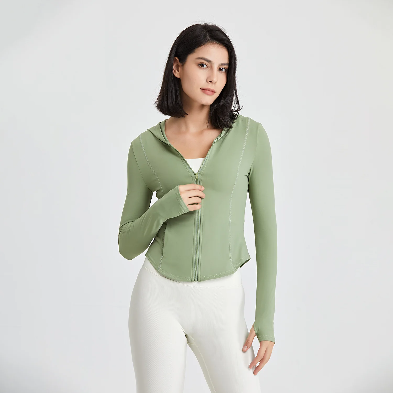 Women's Comfortable Stretch Long Sleeve Running Sports Hooded Yoga Jacket