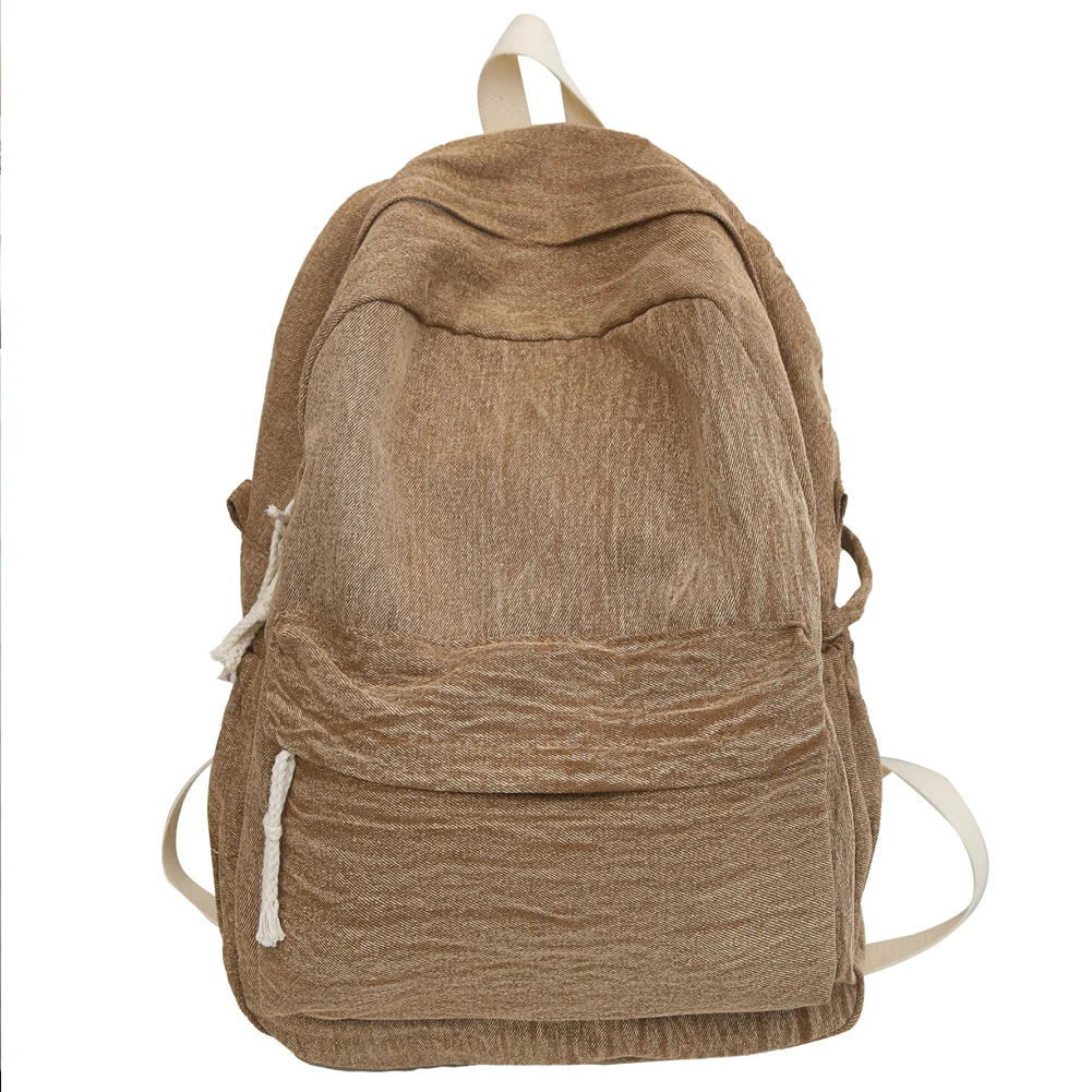 Mochila de mezclilla con múltiples bolsillos para estudiantes, mochila elegante para computadora portátil, bolsa de libros escolar informal, correa ajustable, mochila para viajes