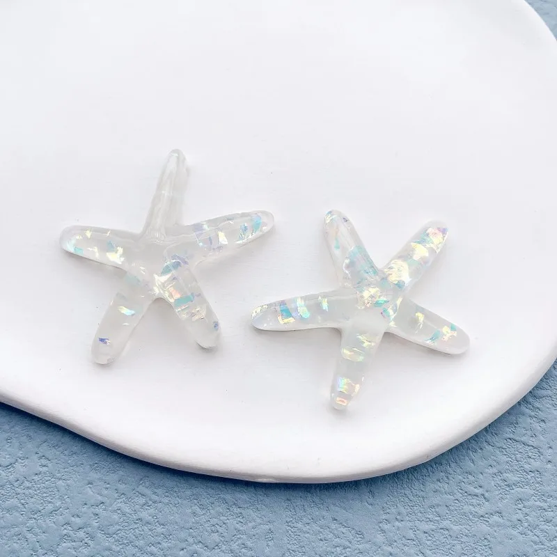 10pcs 40mm Starfish Flat Back Resin Cabochons Acrylic Patch Diy Phone Case Shoes Hair Clip Jewelry Decoration Crafts Accessories - view 3