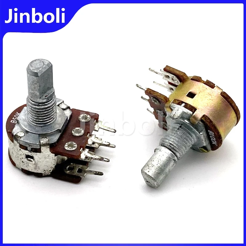 3PCS 16 Type Dual Potentiometer B50K B100K 6-Pin Tube Amplifier For Preamplifier Effector D Shaft Length 15mm