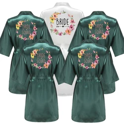 Wedding Party Team Bride Robe Kimono pigiama in raso accappatoio da damigella d'onore B003