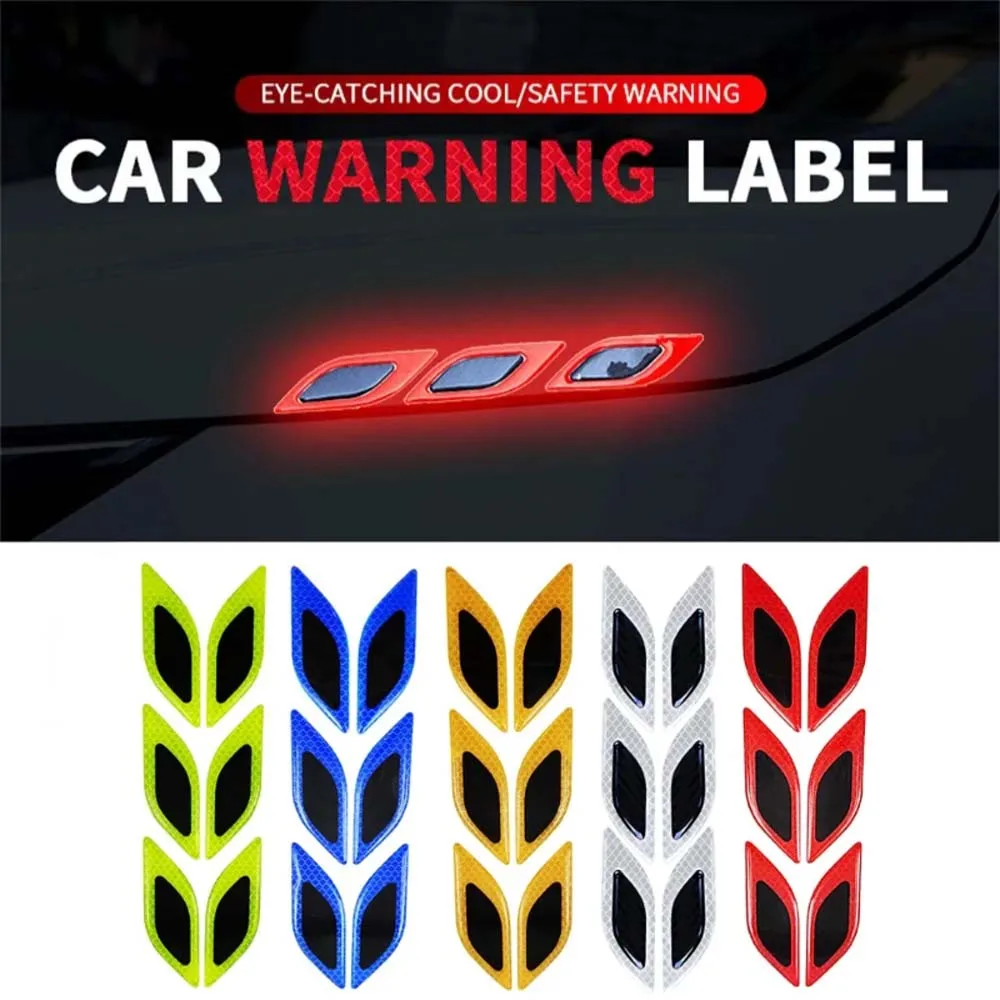 6pcs/Set Car Reflective Stickers Anti-Scratch Safety Warning Sticker for Truck Auto Motor Exterior Decorative Accessories