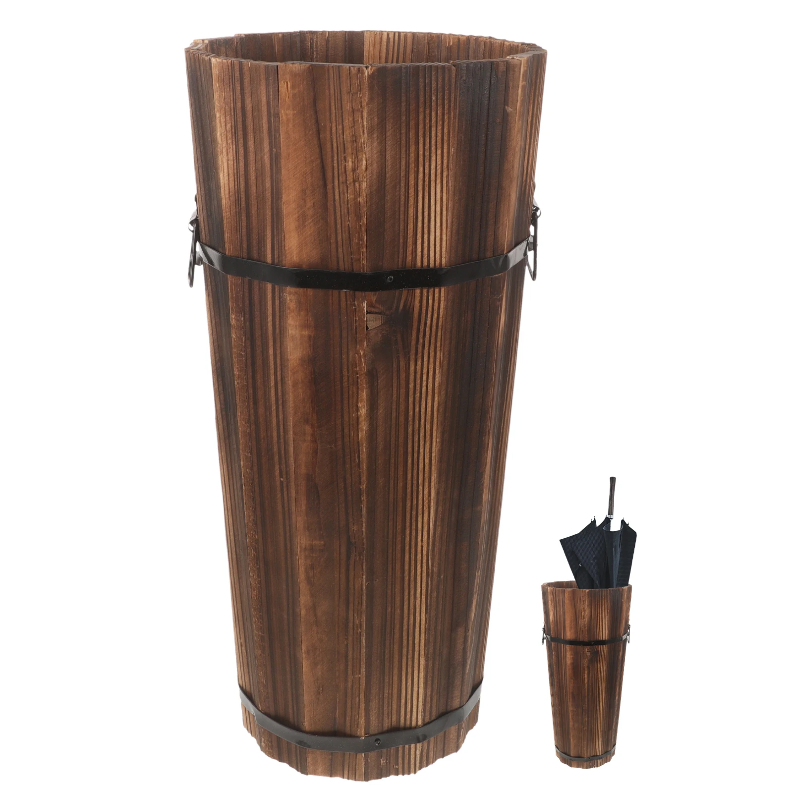 Wood Umbrella Holder Cane Stand Rack Walking Sticks Holder Umbrella Bin Large-capacity Umbrella Storage Bucket for Entryway