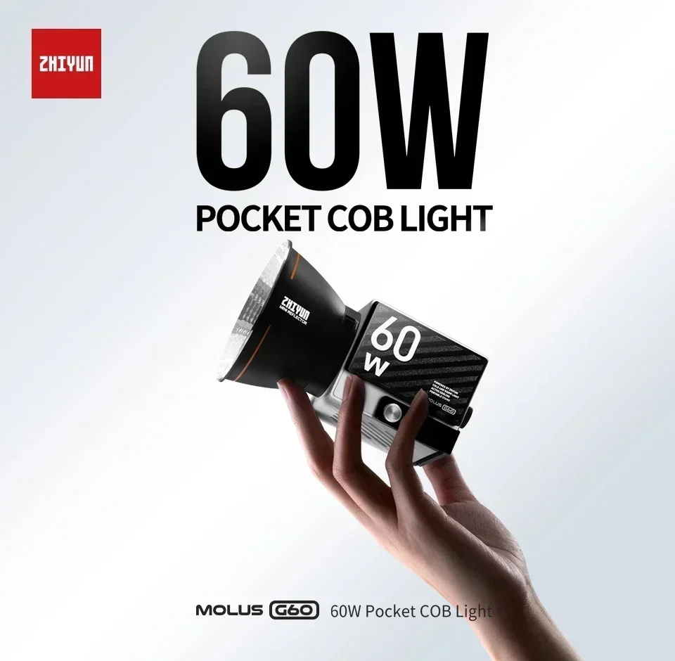 ZHIYUN MOLUS G60 60W COB Pocket LED Video Light Photography Lighting for YouTube TikTok Video Studio Photo Outdoor Shooting